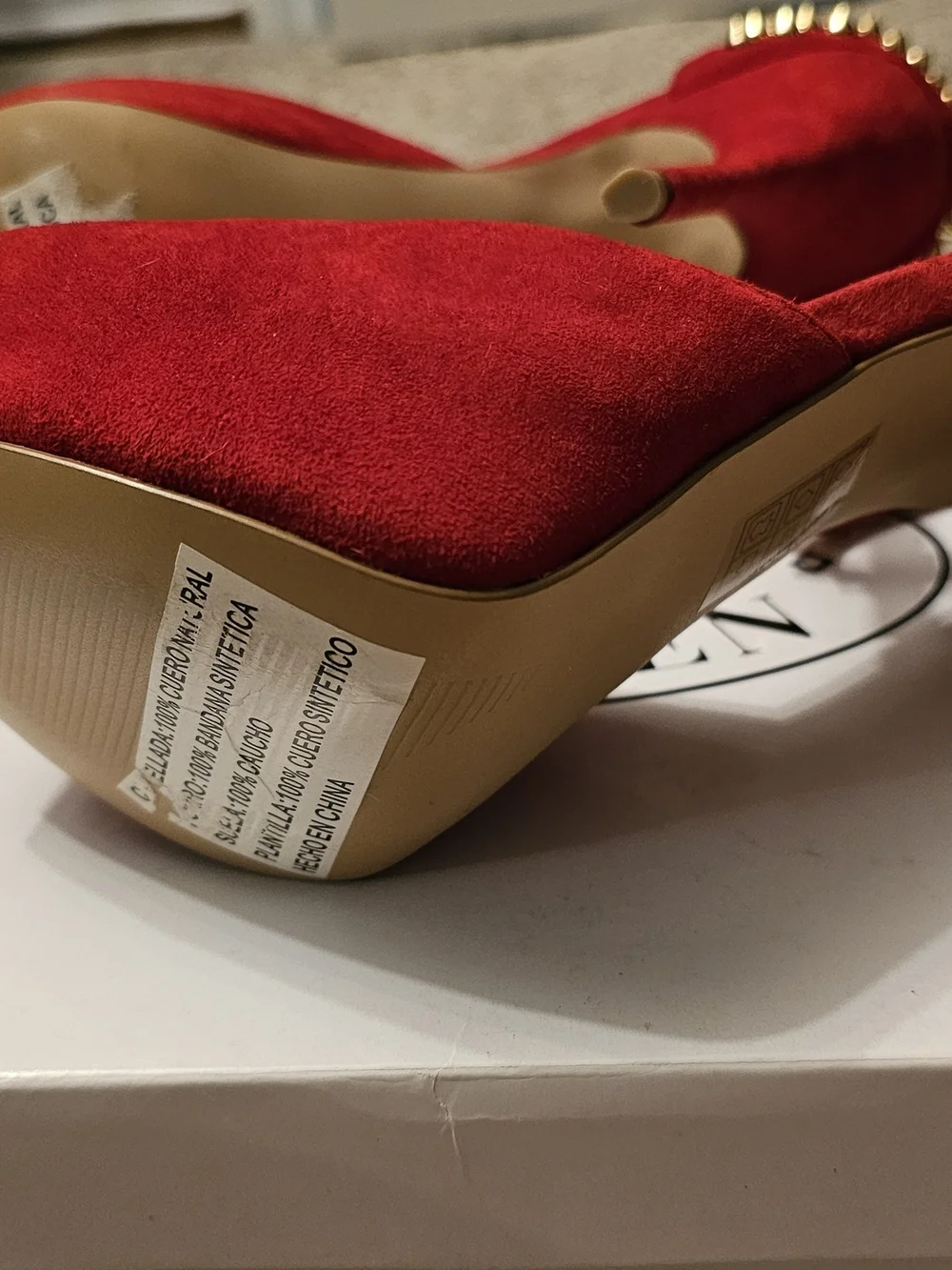 Steve Madden Red Suede Studded Platform Peep-Toe Heels